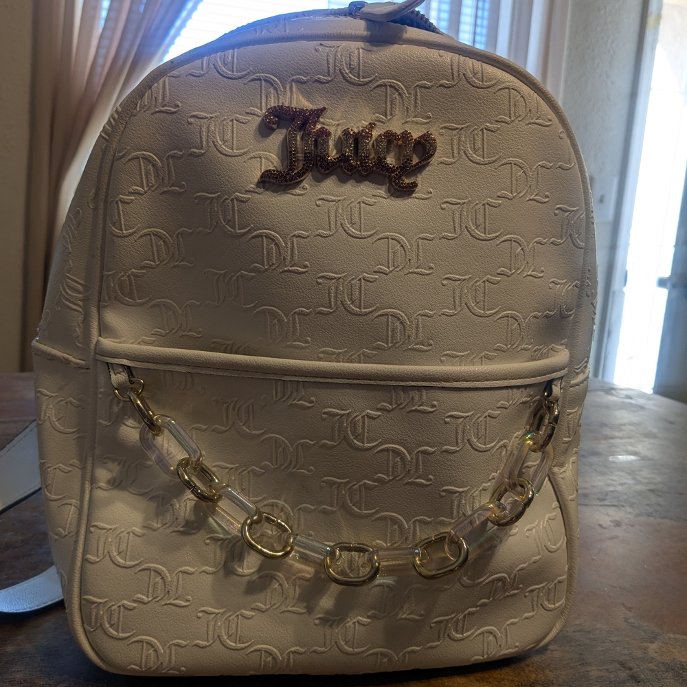 Juicy Couture Cream Backpack with Gold Accents